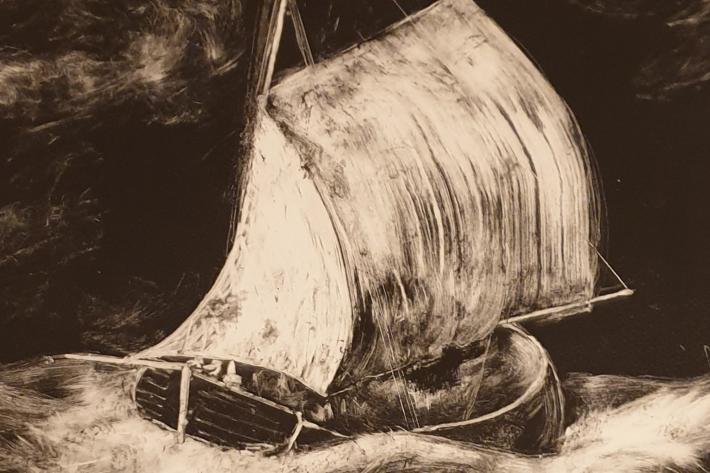 Enoch Arden - sail boat in stormy sea