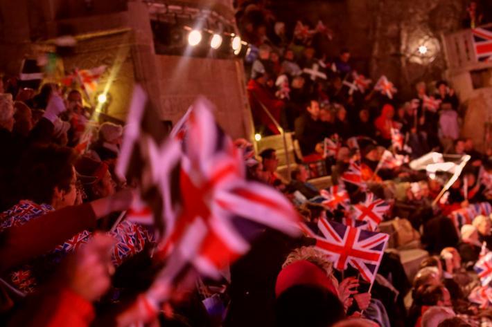 Audience with flags at the Minack Proms