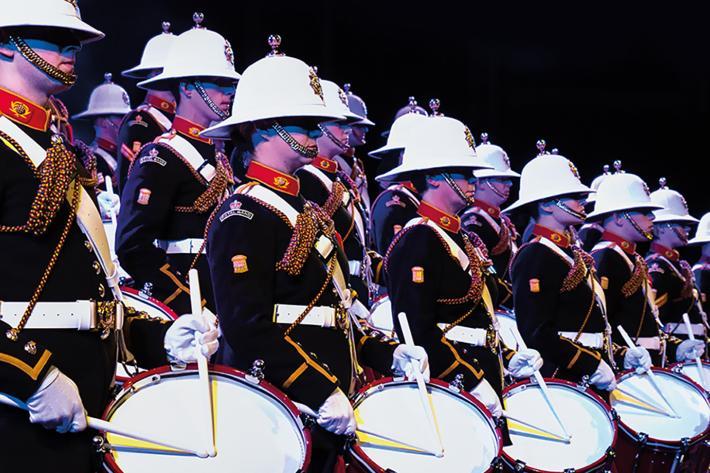 The Drum Corp of The Band of HM Royal Marines Plymouth