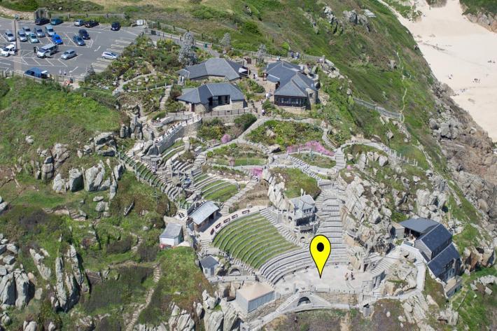 An aerial view of Minack