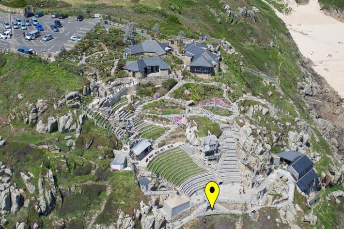 An aerial view of Minack