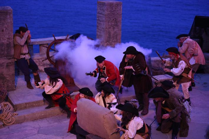 A battle scene from Treasure Island
