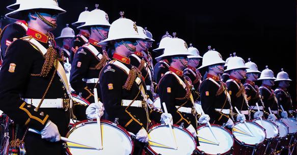 The Drum Corp of The Band of HM Royal Marines Plymouth